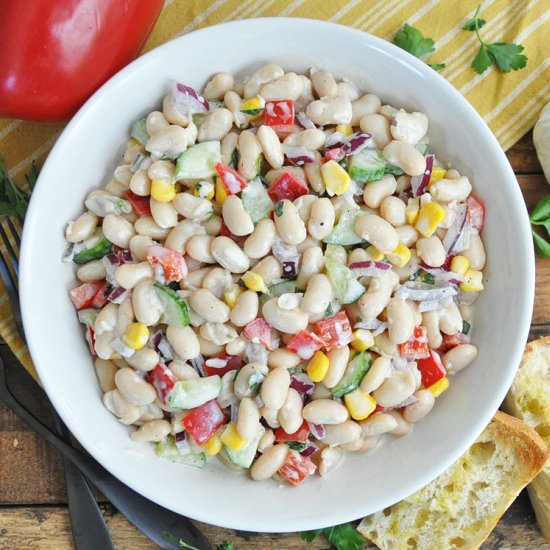 CREAMY White Bean Salad - Recipe photo by Spain on a Fork