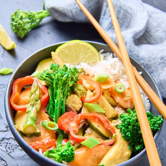 Creamy Thai Vegetable Stir Fry – GF - Recipe photo by ForThePleasureOfEating
