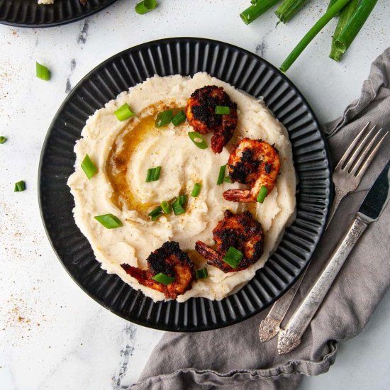 Blackened Shrimp & Old Bay Mash - Recipe photo by marleysmenu