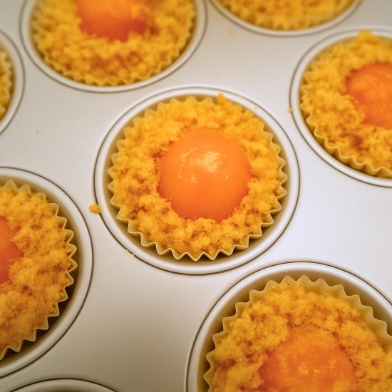 Sponge Cupcake with Salted Egg Yolk - Recipe photo by Keep Up Cooking