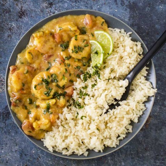 One Pan Creamy Coconut Shrimp - Recipe photo by dizzybusyandhungry