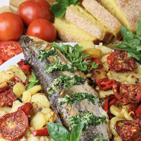 Oven Baked Grey Mullet - Recipe photo by Food Nutters