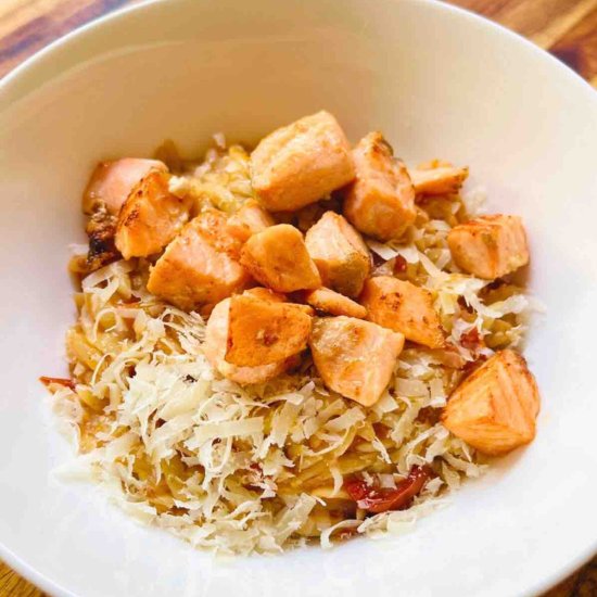 Tomato Orzo with Grilled Salmon - Recipe photo by cristinaclaudia
