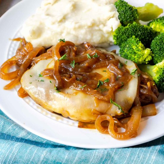 One Pan French Onion Pork Chops - Recipe photo by bykelseysmith