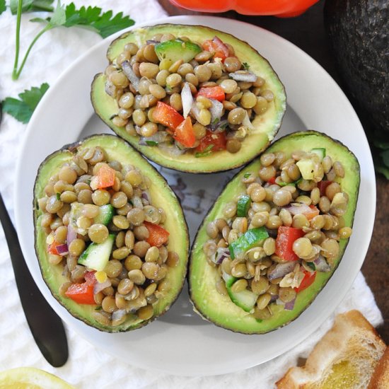 Stuffed Avocados with Lentil Salad - Recipe photo by Spain on a Fork