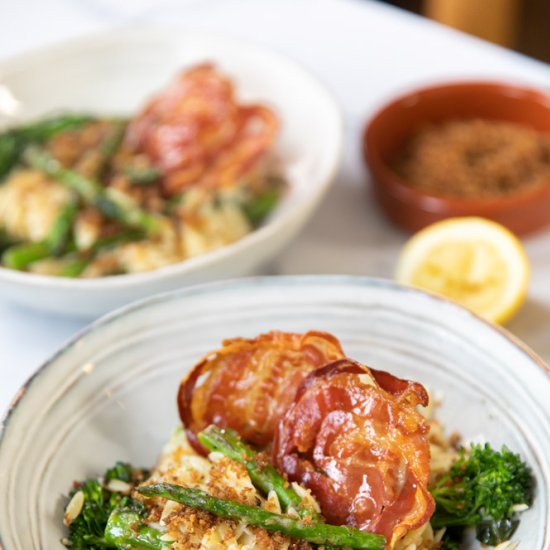 Lemon Orzo with Asparagus, Bimi & Crispy Pancetta - Recipe photo by Apinchofsaffron_Amsterdam