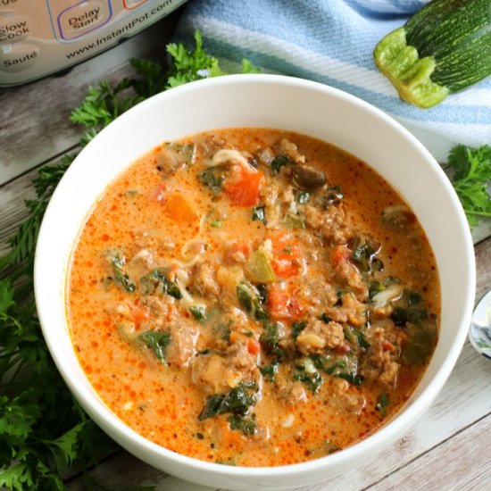 Instant Pot Low Carb Pizza Soup - Recipe photo by Foodie Love