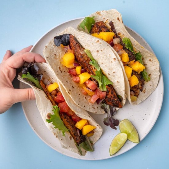 30-Minute Fish Tacos with Mango Salsa - Recipe photo by marleysmenu