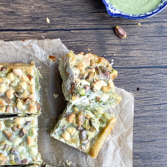 Matcha Pistachio 7-Layer Bars - Recipe photo by northernginger