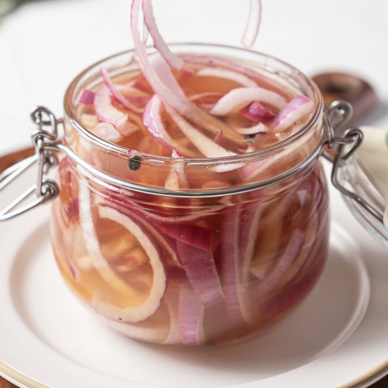 Pickled Red Onions - Recipe photo by peelwithzeal