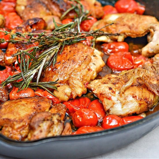Skillet Balsamic Tomato & Herbs - Recipe photo by Foodie Love