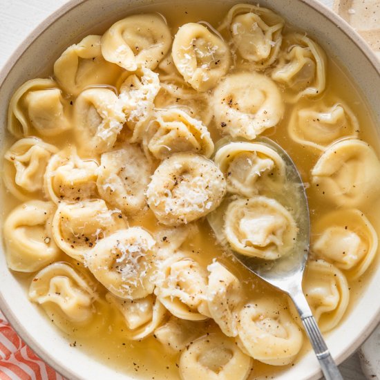 Tortellini in Bone Broth - Recipe photo by nourishandfete