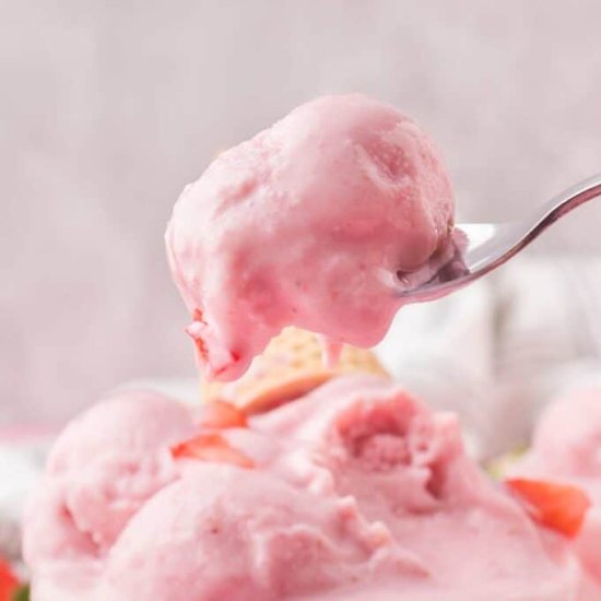 No Churn Strawberry Ice Cream - Recipe photo by TheSaltyMarshmallow