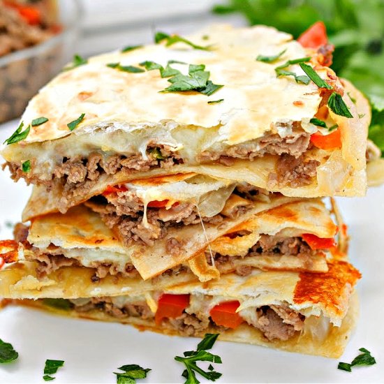 Philly Cheesesteak Quesadillas - Recipe photo by Foodie Love