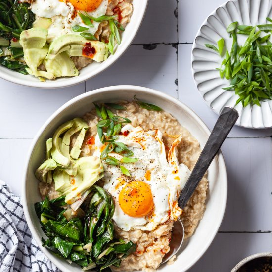 Savory Oatmeal with Eggs - Recipe photo by vibrantplate