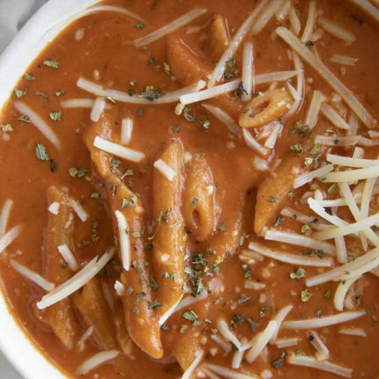 Creamy Tomato Pasta Soup - Recipe photo by TheSaltyMarshmallow