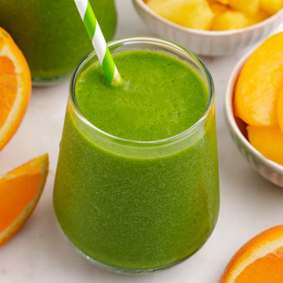 Peach Pineapple Smoothie - Recipe photo by Three Little Chickpeas