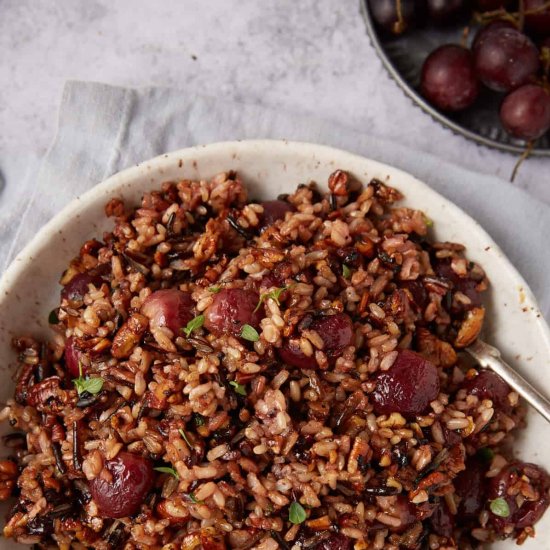 Wild Rice with Roasted Grapes - Recipe photo by Barbara Curry