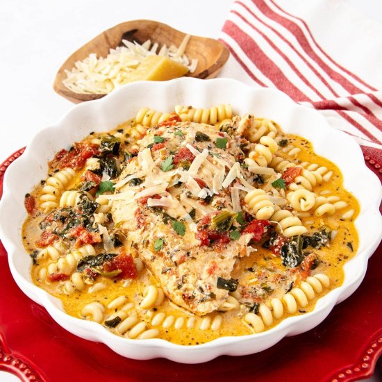 Creamy Crock Pot Tuscan Chicken - Recipe photo by Intentional Hospitality