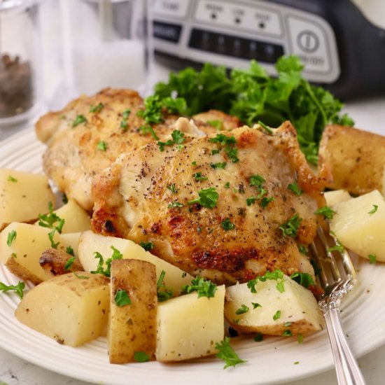 Crock Pot Crispy Chicken & Potatoes - Recipe photo by Grits and Pinecones