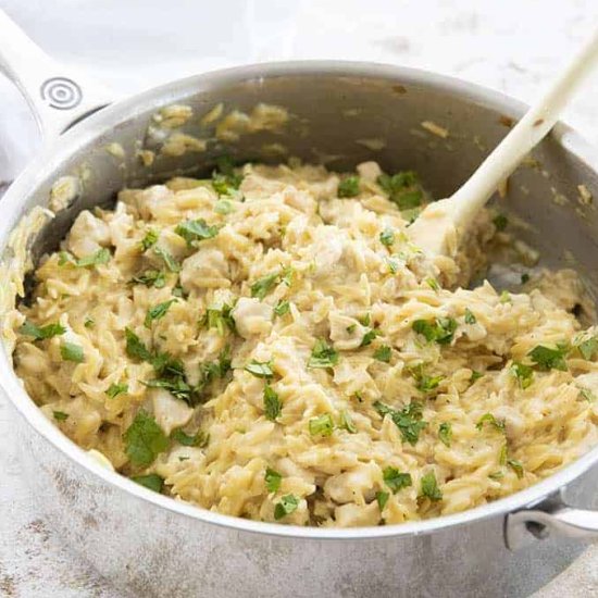 Creamy Chicken Orzo - Recipe photo by TheSaltyMarshmallow