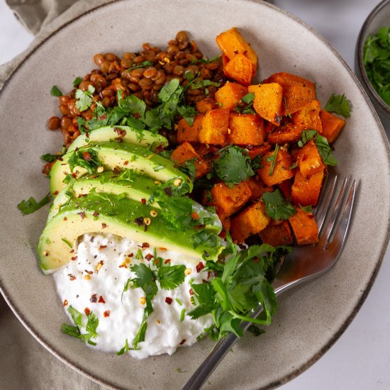 Cottage Cheese Sweet Potato Bowls - Recipe photo by LifeCurrents