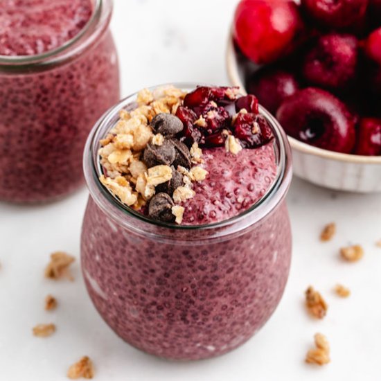 Cherry Chia Pudding - Recipe photo by Three Little Chickpeas