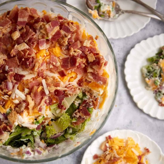 7 Layer Salad with Peas and Mayo - Recipe photo by Barbara Curry