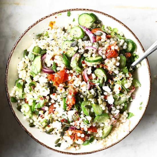 Pearl Couscous Salad - Recipe photo by AnnaServingDumplings