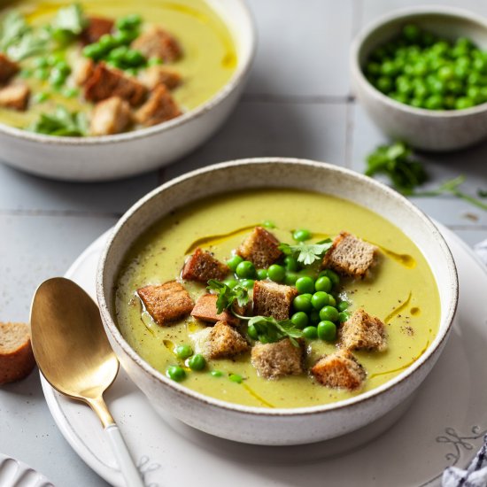 5-ingredient Vegan Pea Soup - Recipe photo by vibrantplate