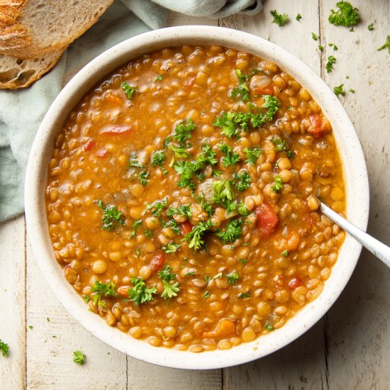 Slow Cooker Lentil Soup - Recipe photo by Connoisseurus Veg