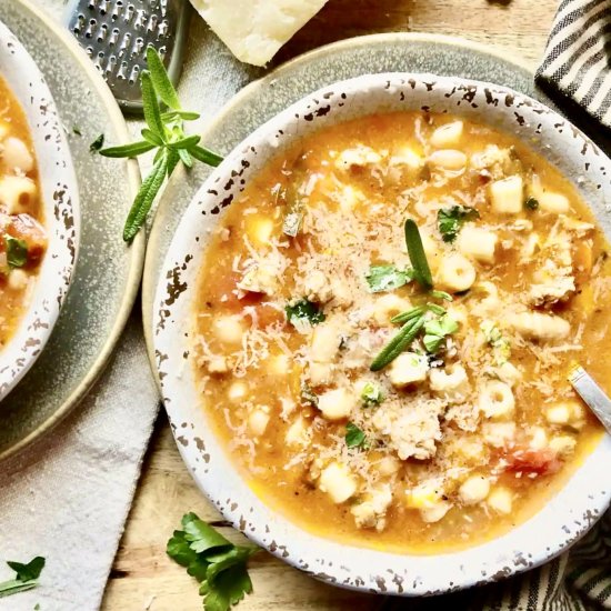 The Absolute Best Pasta e Fagioli - Recipe photo by ahintofrosemary