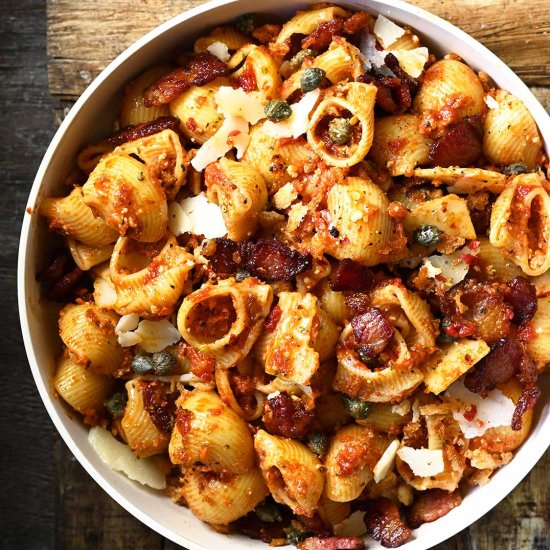 Red Pesto Pasta Salad - Recipe photo by AnnaServingDumplings