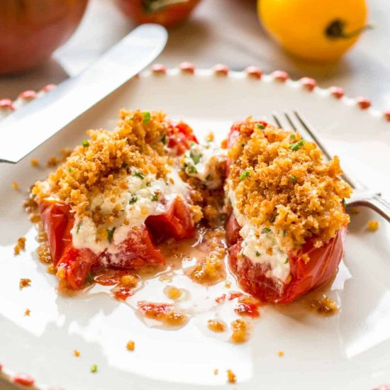 Baked Goat Cheese Stuffed Tomatoes - Recipe photo by ColeyCooks