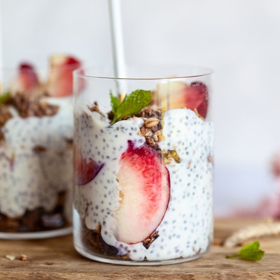 Vegan Peach Pie Chia Pudding - Recipe photo by vibrantplate