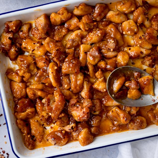 Baked Honey Garlic Chicken - Recipe photo by KitchenSanctuary