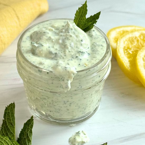 Lemon Sauce With Mint & Garlic - Recipe photo by asweetthyme