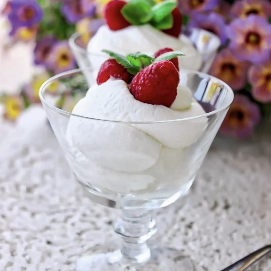 Syllabub With fresh raspberries - Recipe photo by Woman And The Whisk
