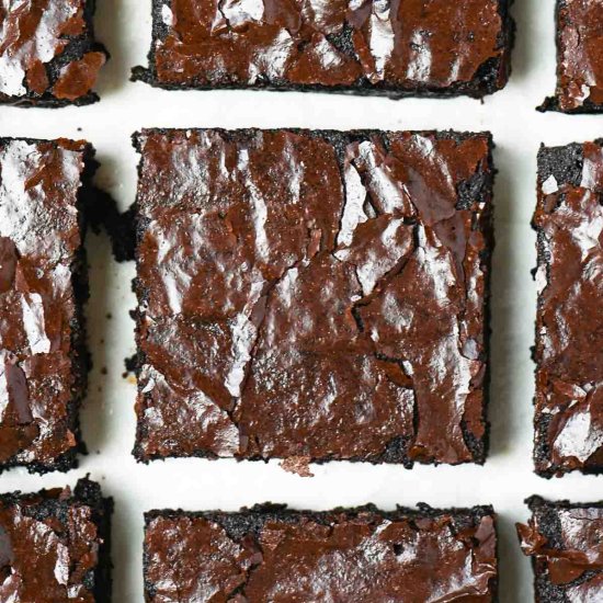 Valrhona Chocolate Brownies - Recipe photo by brunchandbatter