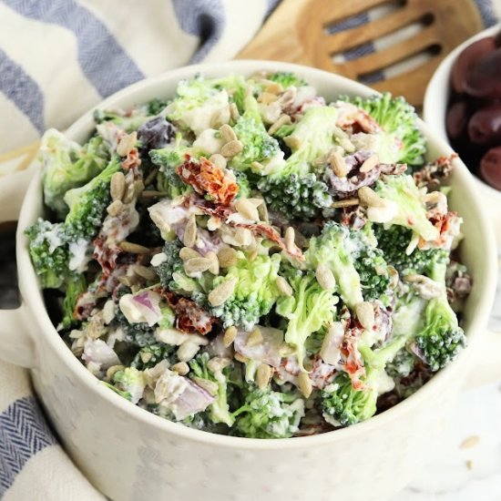 Low-Carb Greek Broccoli Salad - Recipe photo by Foodie Love