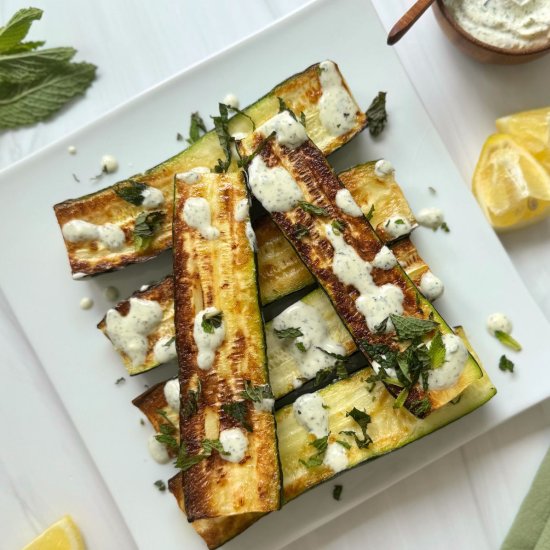 Roasted Zucchini With Feta Sauce - Recipe photo by asweetthyme