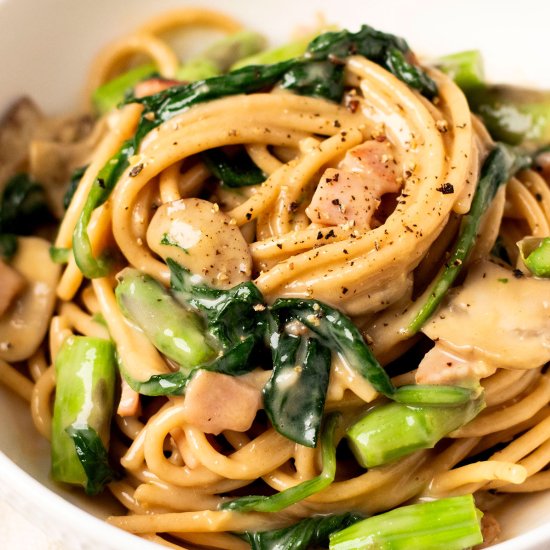 Vegetable Carbonara - Recipe photo by EatAndThriveKitchen