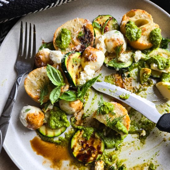 Grilled Zucchini Panzanella Plate - Recipe photo by the_happy_veg