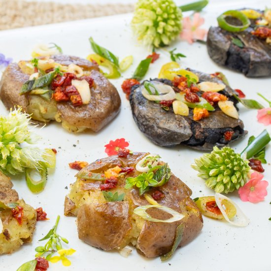 best tri color smashed potatoes - Recipe photo by a zest for life