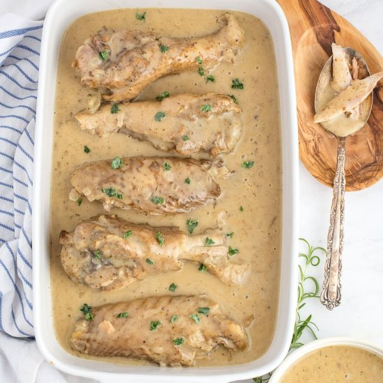 Smothered Slow Cooker Turkey Wings - Recipe photo by Intentional Hospitality