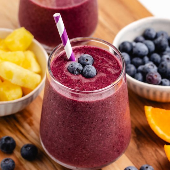 Blueberry Pineapple Smoothie - Recipe photo by Three Little Chickpeas