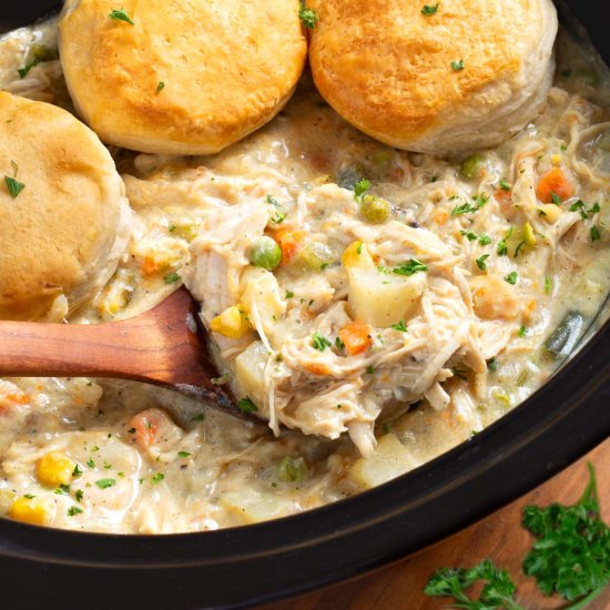 Slow Cooker Chicken Pot Pie - Recipe photo by Simply Happy Foodie