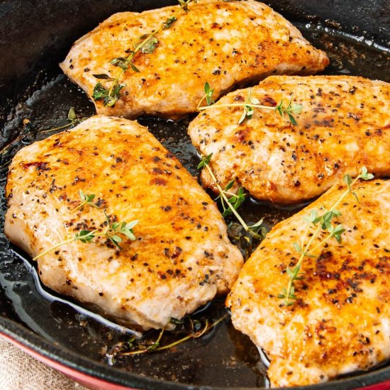 Boneless Pan Fried Pork Chops - Recipe photo by Intentional Hospitality