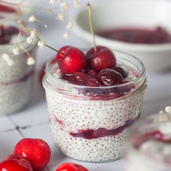 Chia Pudding with Cherry Compote - Recipe photo by vibrantplate
