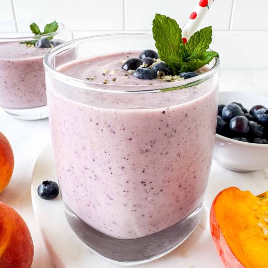 Blueberry Peach Smoothie - Recipe photo by Low Histamine Kitchen